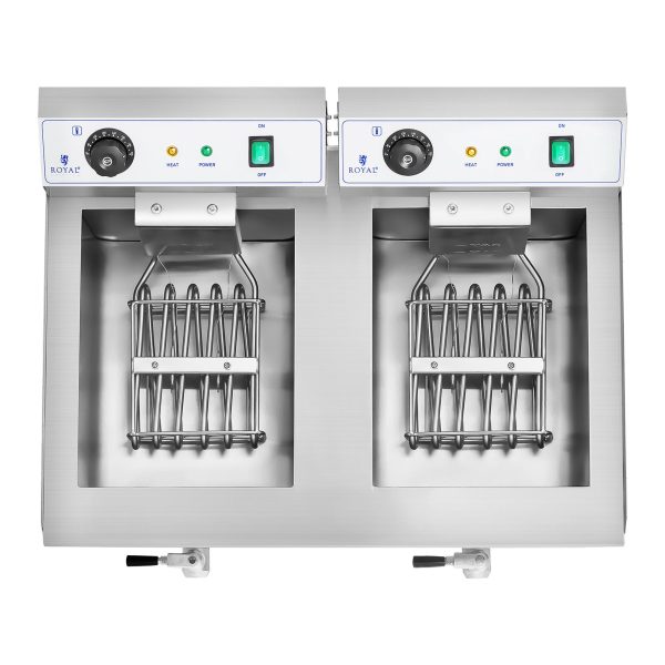 Fritēšanas ierīce, divkameru, ēdināšanas fritēšanas ierīce ar krāniem, 230 V, 2 x 16 l
