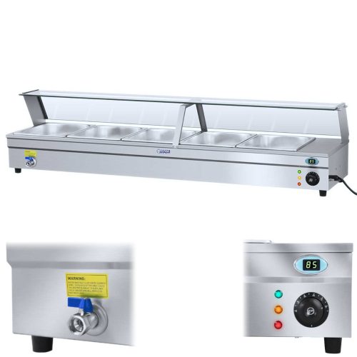 Bemar ūdens sildītājs ar krāna un stikla pārsegu 2200W 30L + 5x GN1/2 konteiners