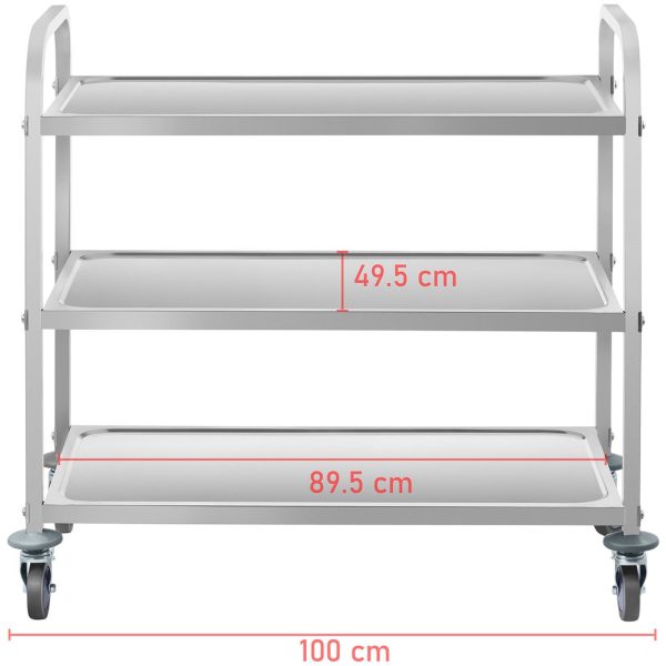 Ēdināšanas ratiņi, 3 plaukti, līdz 150 kg, nerūsējošais tērauds, Royal Catering RCSW 3A