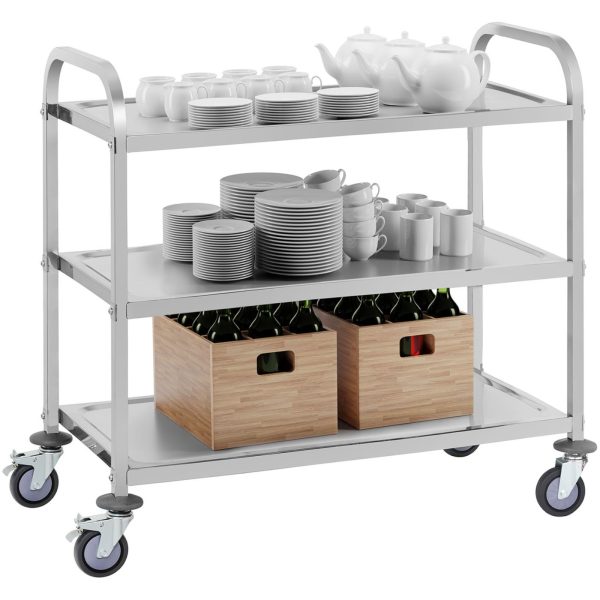 Ēdināšanas ratiņi, 3 plaukti, līdz 150 kg, nerūsējošais tērauds, Royal Catering RCSW 3A