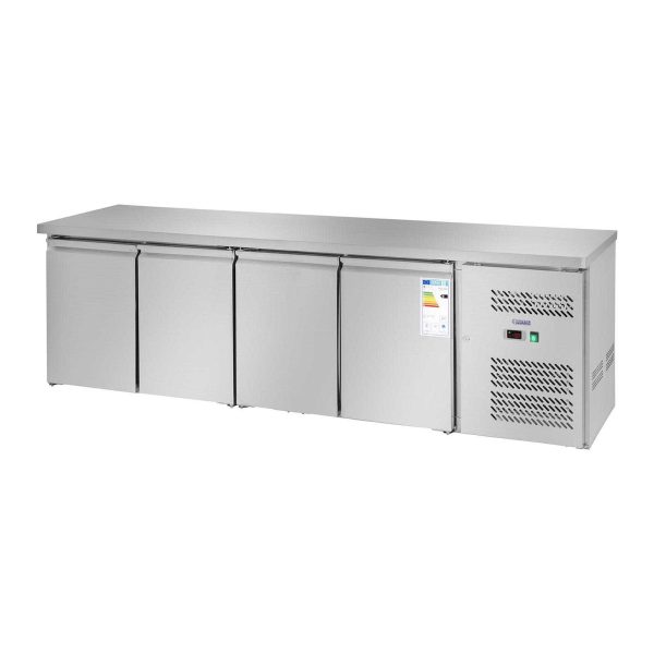 4 -DOOR saldēšanas galds ar nerūsējošā tērauda darba virsmu no -2 līdz 8DEG C 450L