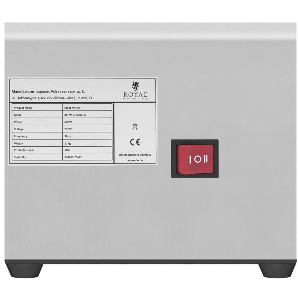 Profesionāla mašīna gaļas slīpēšanai 70 kg/h 230v Karaliskā ēdināšana RCFW 70-600CO