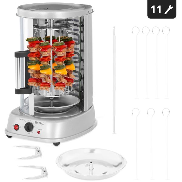 Mini Backier Grill kebaba gyrosa vertikālā vertikālā 3in1 1500W Royal Catering RCGV-1400