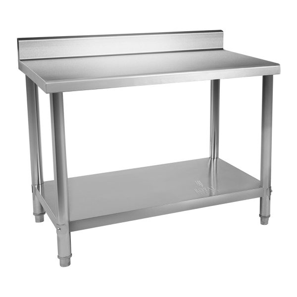 Galda darba galda augšdaļa ar malu un plauktu nerūsējošo tēraudu 120x70cm
