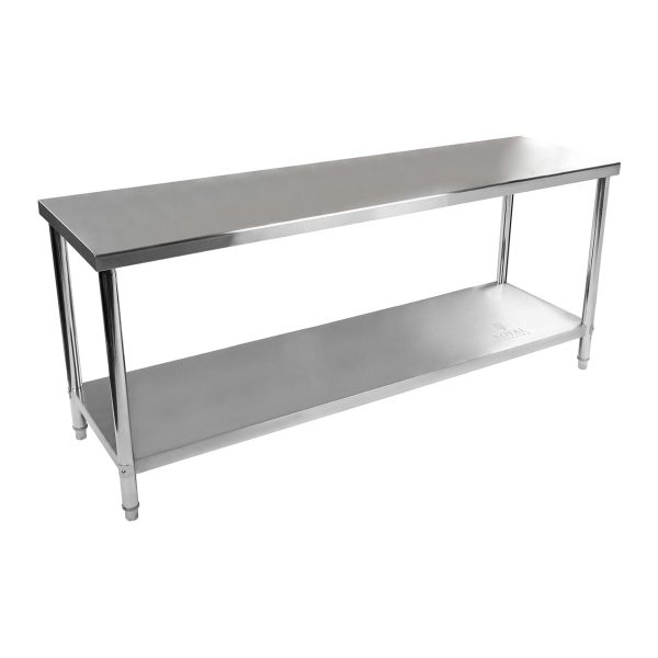 Galda galda centrālais tērauda gastronomiskais augšdaļa ar 200x60cm plauktu