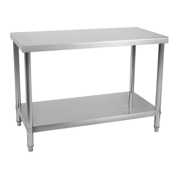 Centrālais virtuves galds augšējais galds ar plauktu nerūsējošo tēraudu 100 x 60 cm