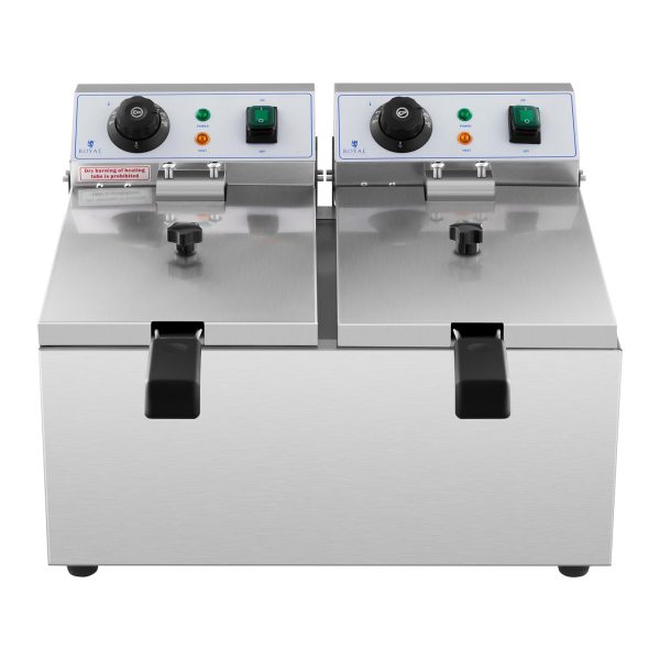 Divkāršais fritieris ēdināšanas vajadzībām, elektriskā, 230 V, 2 x 3200 W, 2 x 8 L