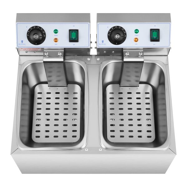 Divkāršais fritieris ēdināšanas vajadzībām, elektriskā, 230 V, 2 x 3200 W, 2 x 8 L