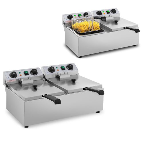 Elektriskā gastronomiskā frire taimeris 230 V 2 x 3200W 2 x 10 l
