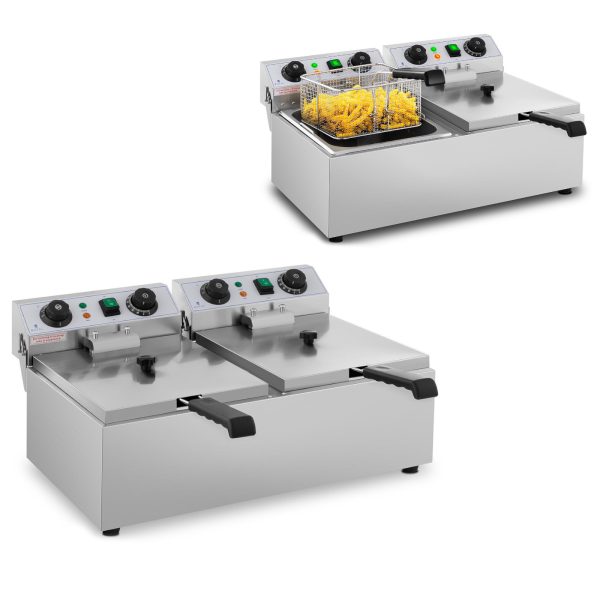 Elektriskā gastronomiskā frire taimeris 230 V 2 x 3200W 2 x 10 l