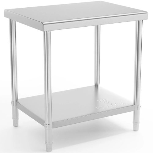 Centrālais tērauda darba virsmas galds ar plauktu 80 x 60 cm
