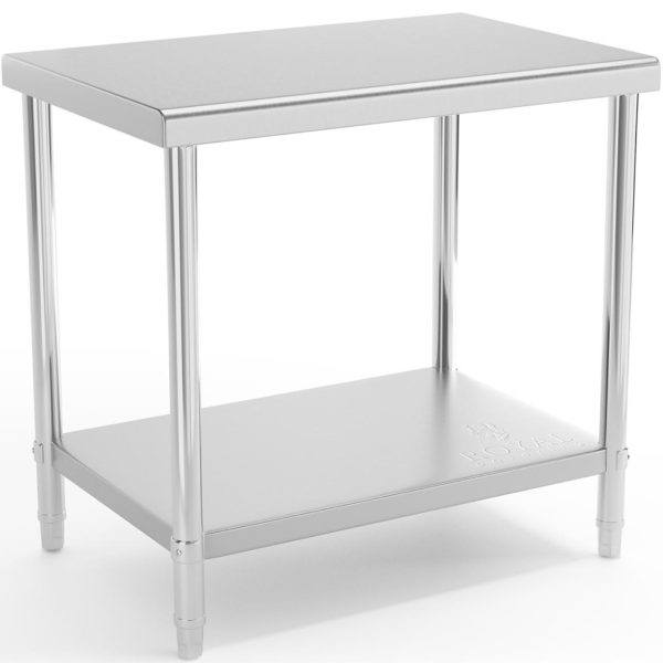Tērauda nerūsējošā tērauda darba virsmas galds ar 90x60cm plauktu