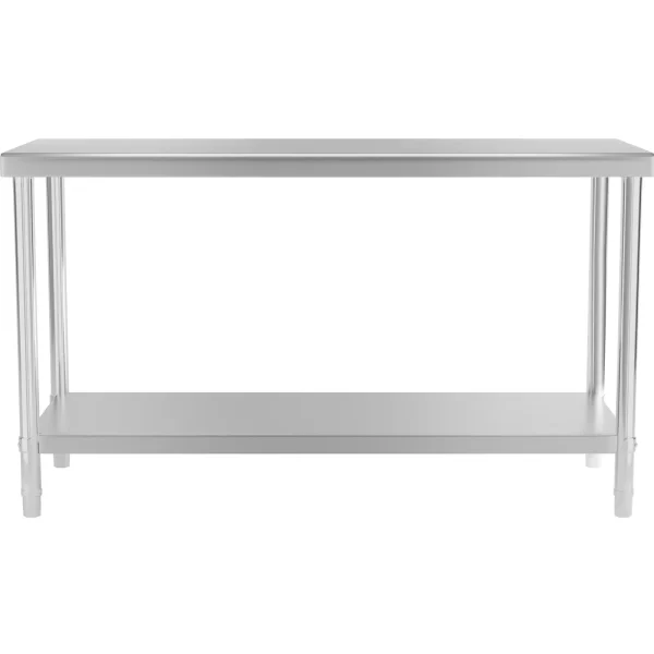 Centrālais tērauda darba virsmas galds ar plauktu 150 x 60 cm līdz 230 kg