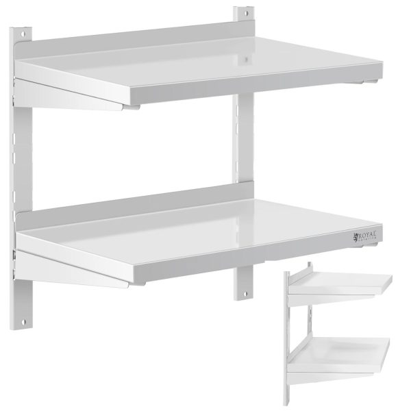 Piekārts gastronomiskais dubultā gastronomiskais plaukts ar regulējamu tēraudu 60 x 40 cm