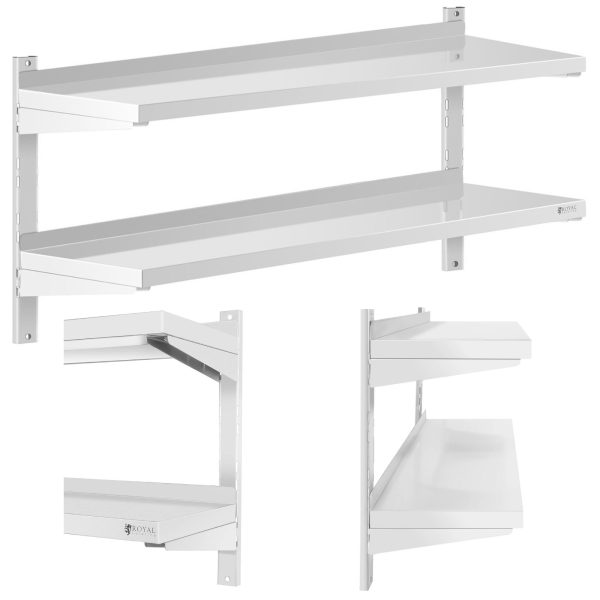 Piekārtā gastronomiskā dubultā gastronomijas plaukts ar regulējamu tēraudu 120 x 40 cm