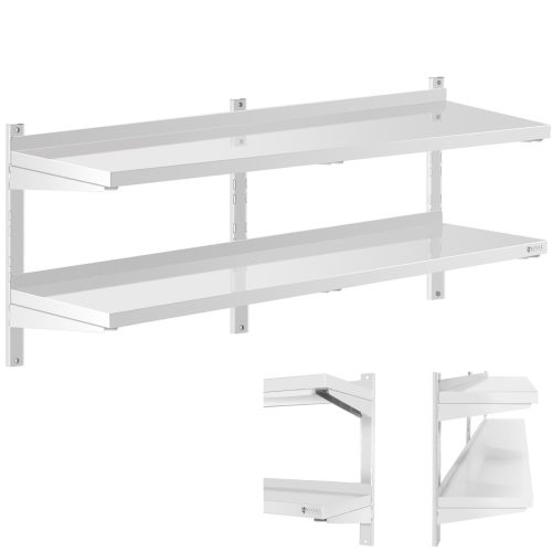 Piekārts gastronomijas dubultās sienas plaukts ar regulējamu tēraudu 140 x 40 cm