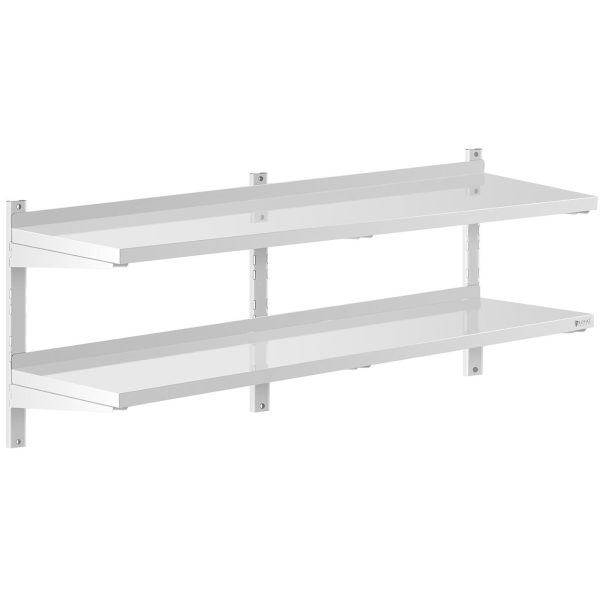 Piekārtā gastronomiskā dubultā gastronomijas plaukts ar regulējamu tēraudu 150 x 40 cm
