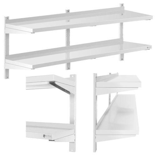 Piekārtā gastronomiskā dubultā gastronomijas plaukts ar regulējamu tēraudu 150 x 40 cm