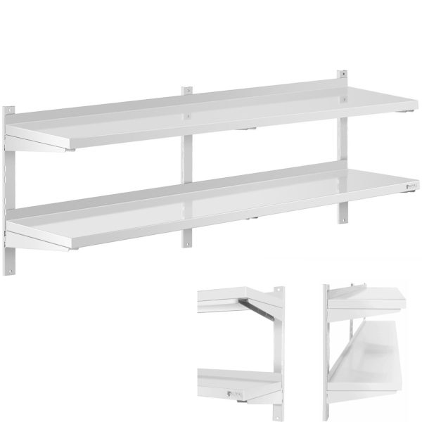 Piekārts gastronomijas dubultās sienas plaukts ar regulējamu tēraudu 160 x 40 cm
