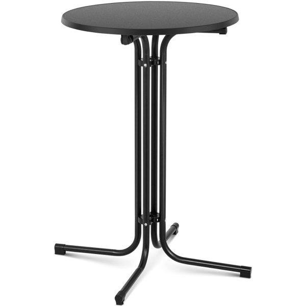 Galda stieņa galds apaļš augsts saliekamais diametrs 70 cm augstums 110 cm melns