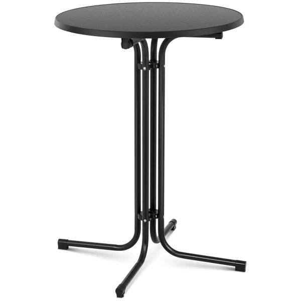 Galda stieņa galds apaļš augsts saliekamais diametrs 80 cm augstums 110 cm melns