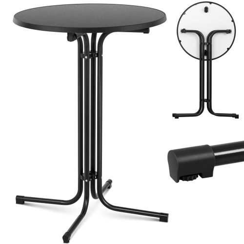 Galda stieņa galds apaļš augsts saliekamais diametrs 80 cm augstums 110 cm melns