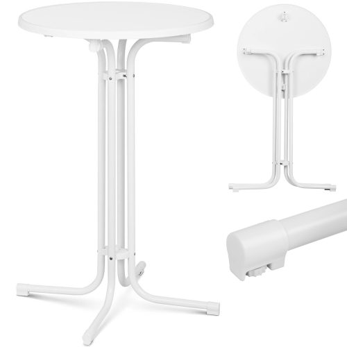 Galda stieņa galds apaļš augsts saliekamais diametrs 70 cm augsts 110 cm balts