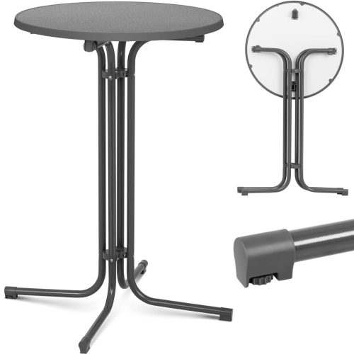 Galda stieņa galds apaļš augsts saliekamais diametrs 70 cm augstums 110 cm pelēks