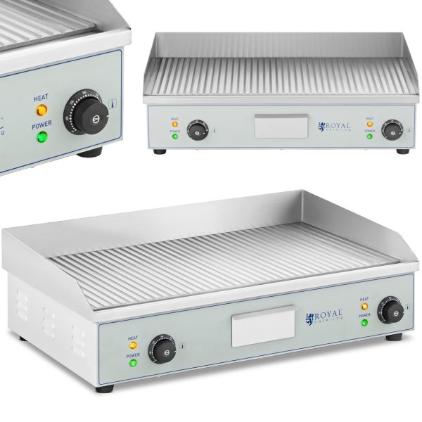 Elektriskā grila grila plāksne rievota dubultā 400 x 730 mm 2 x 2000 w