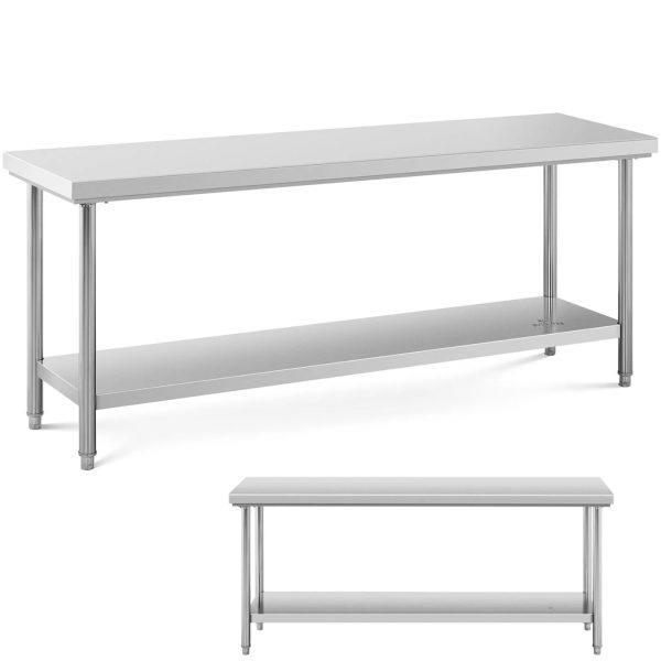 Tērauda nerūsējošā tērauda darba virsmas galds ar 200x60cm plauktu