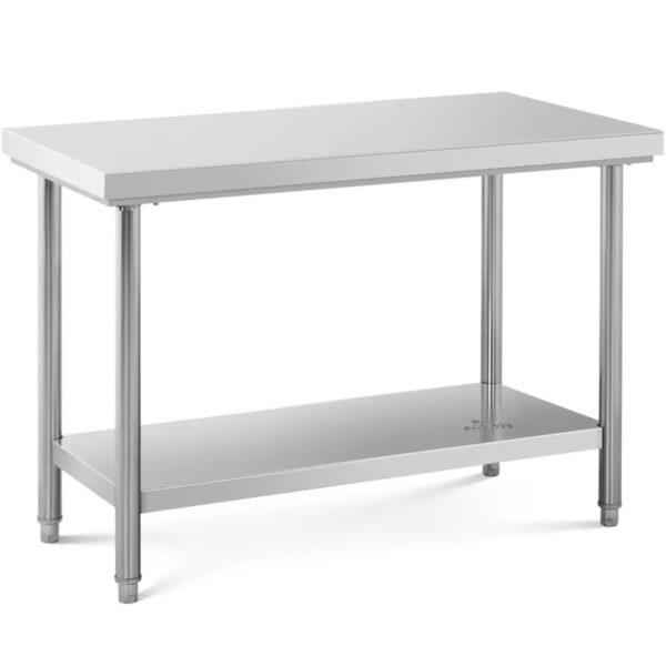 Centrālais tērauda darba virsmas galds ar plauktu 120 x 60 cm