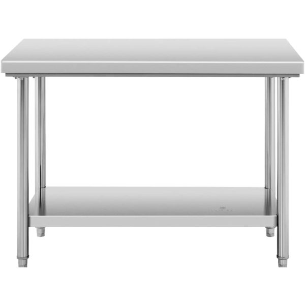 Centrālais tērauda darba virsmas galds ar plauktu 120 x 60 cm