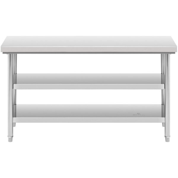 Tērauda nerūsējošā tērauda darba virsmas galds ar 2 plauktiem 150x60cm