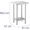 Centrālā tērauda darba virsmas galds ar 61 x 61 cm plauktu