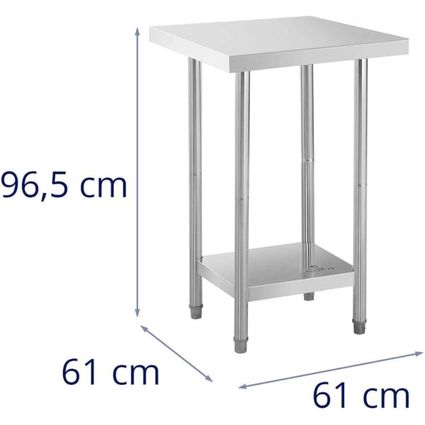 Centrālā tērauda darba virsmas galds ar 61 x 61 cm plauktu