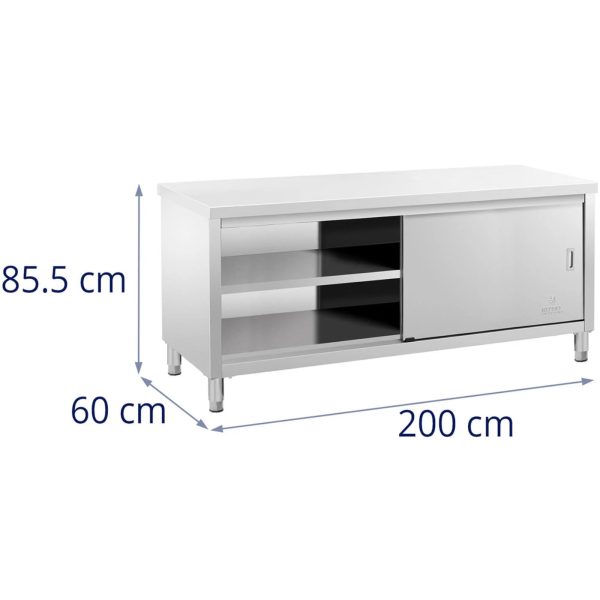 Centrālais darba virsmas galds ar skapja formas durvīm 200 x 60 x 85,5 cm