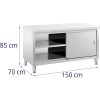 Centrālais darba virsmas galds ar skapja ierobežotām durvīm 150 x 70 x 85 cm