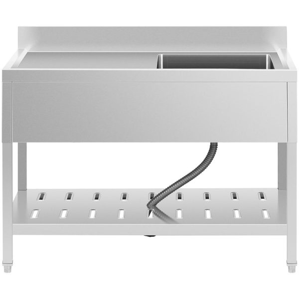 Viena gastronomiskā baseina izlietne ar plauktu un labo malu 120 x 60 x 94,5 cm