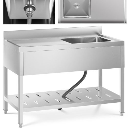 Viena gastronomiskā baseina izlietne ar plauktu un labo malu 120 x 60 x 94