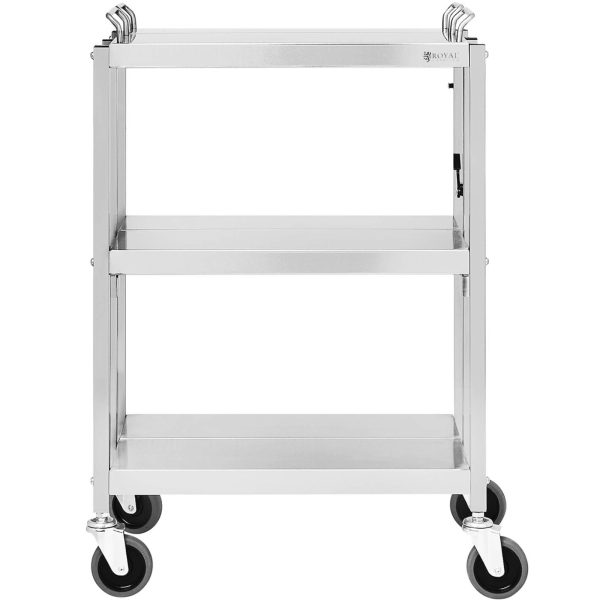 Ēdināšanas viesmīles ratiņi, kas izgatavoti no tērauda 3 plauktiem 400 x 580 mm līdz 90 kg