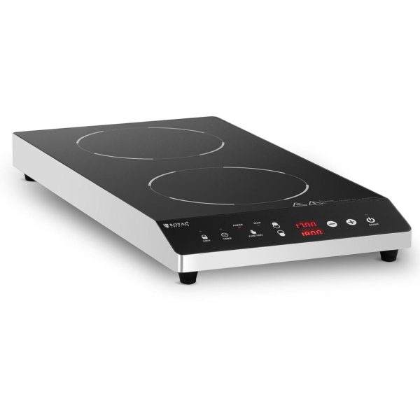 Virtuves indukcijas hobs 2 apkures lauki diametrs 26 cm LED 1800 W