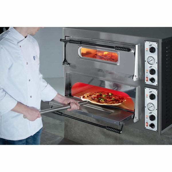10011802-4 Profesionāla dubultā -ķemmīšu picu krāsns 12 picu diametrā 32 cm 14400 W