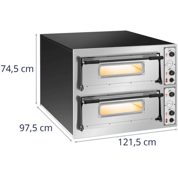 10011802-8 Profesionāla dubultā -ķemmīšu picu krāsns 12 picu diametrā 32 cm 14400 W