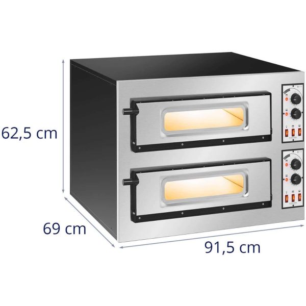 Profesionāls divu ķemmīšu picu krāsns 2 picu diametrā 45 cm 8000 W