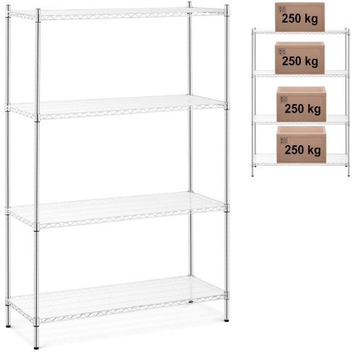 Openwork Chrome darbnīcas plaukts 4 plaukti + 4 paklāji līdz 1 t 1000 kg 120x45x180 cm