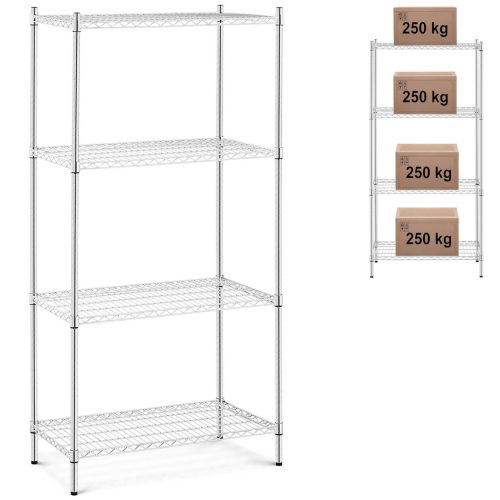 Chrome darbnīcas plaukts 4 vadu plaukti līdz 1 t 1000 kg 90x45x180 cm