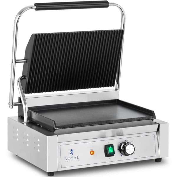 Kontakta grila elektriskā plāksne gluda un rievota 33 x 22 cm 2200 W