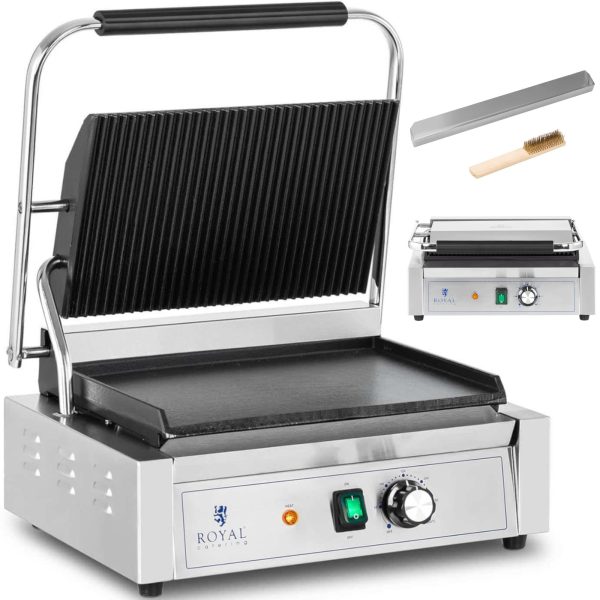Kontakta grila elektriskā plāksne gluda un rievota 33 x 22 cm 2200 W
