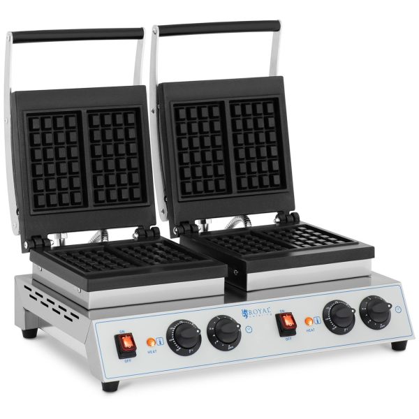 Divkārša taisnstūrveida vafeļu dzelzs 4 Beļģijas vafelēm 2 x 1500 W