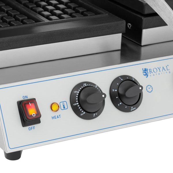 Divkārša taisnstūrveida vafeļu dzelzs 4 Beļģijas vafelēm 2 x 1500 W